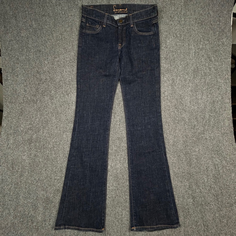 7 For All Mankind Low Rise Bootcut Jeans Womens 26 Dark Wash Vtg USA Flare Wide